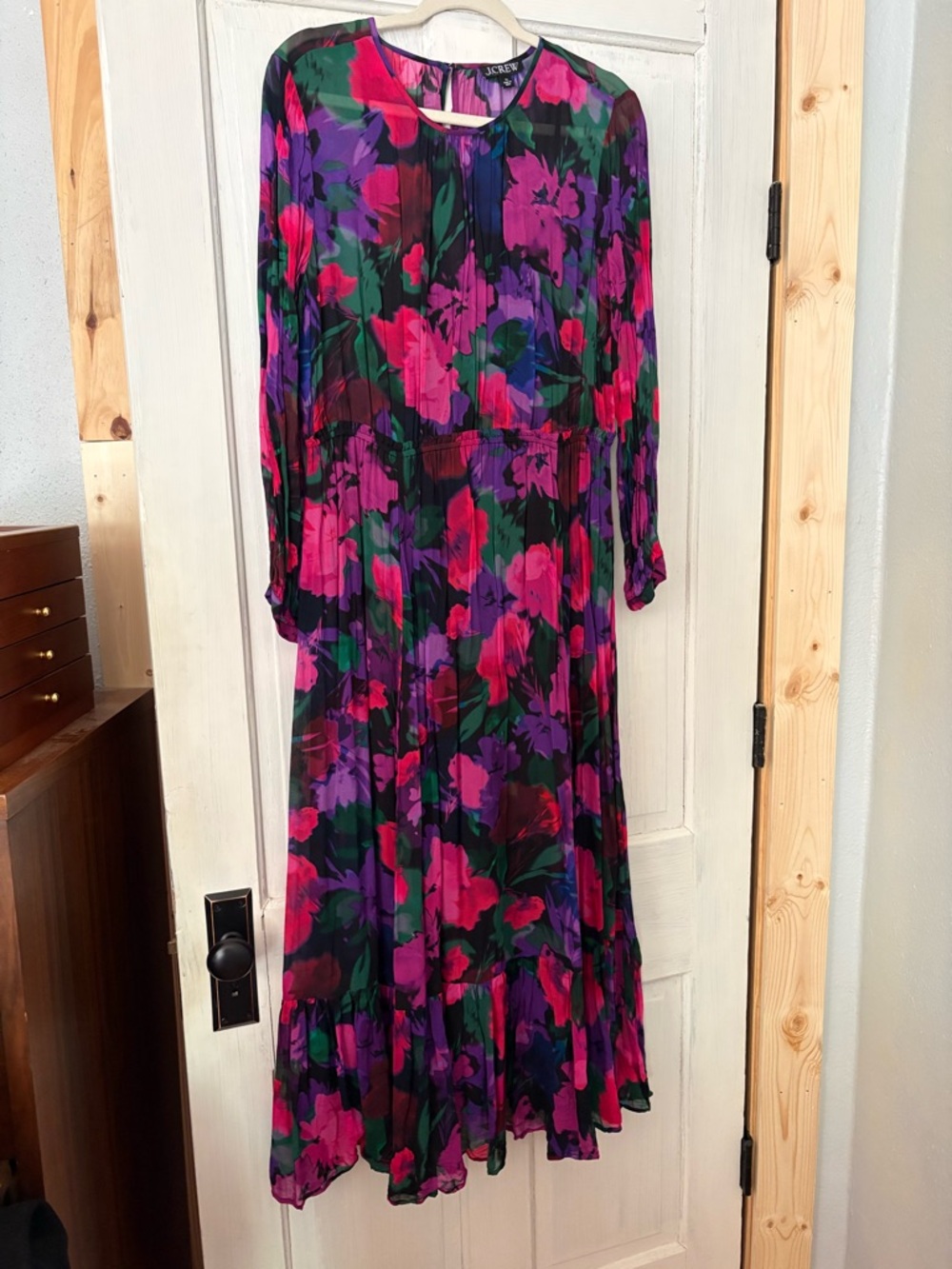 J. Crew Floral Maxi Dress in Fuchsia, Purple & Green